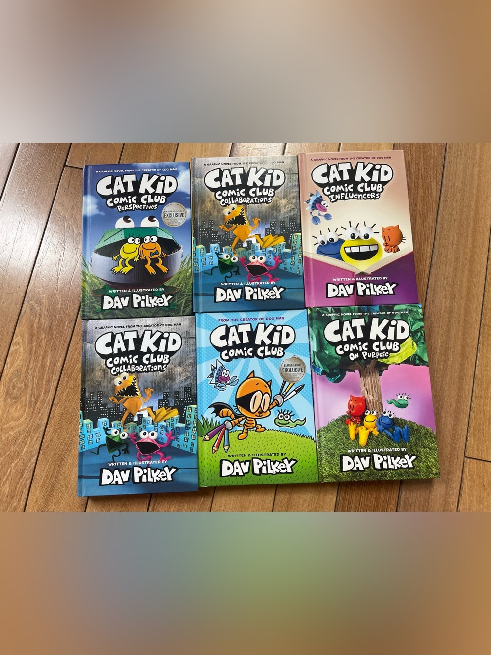 Dav Pilkey Cat Kid Comic Club Hardcover Book Lot 6 Dog Man Graphic Novels